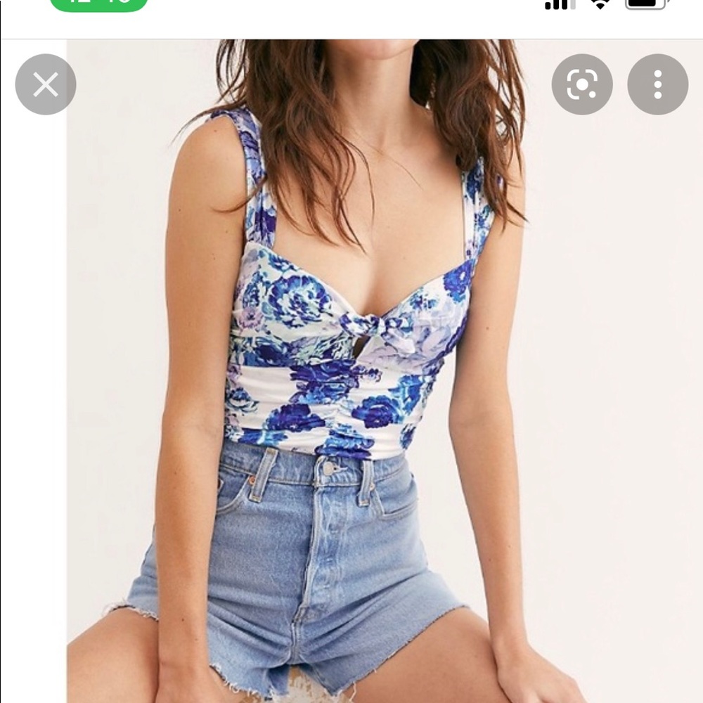 NWT For Love and Lemons blue bodysuit, size XS